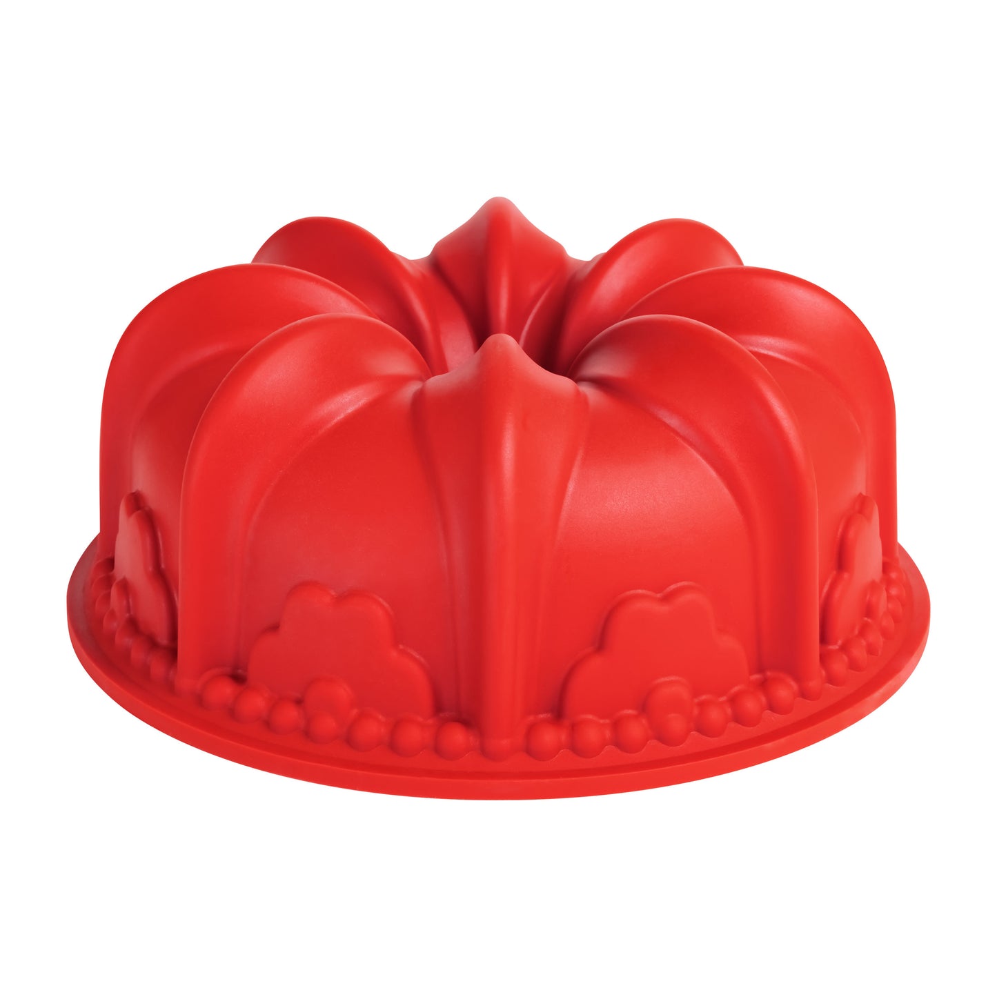 Red Floral Crown Tube Cake Silicone Mold Bakeware